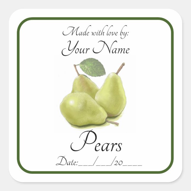 Pear Preserves Stickers and Labels Editable (Front)