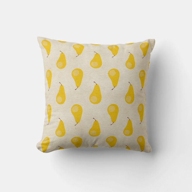 Pear Print Yellow Fruit Pears Classic Preppy Cushion (Front)
