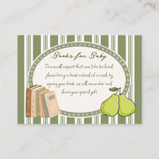 Pear sage green retro baby shower book request enclosure card