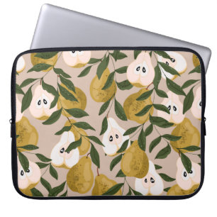 Pear seamless pattern. Beautiful elegant Vintage p Laptop Sleeve