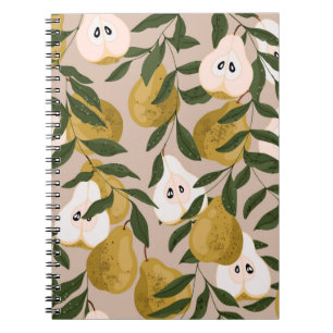 Pear seamless pattern. Beautiful elegant Vintage p Notebook
