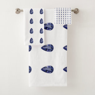 Pear shaped Sapphire Blue Bath Towel Set