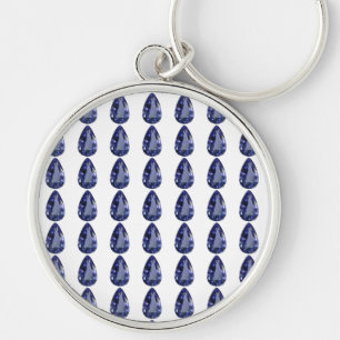 Pear shaped Sapphire Blue Key Ring