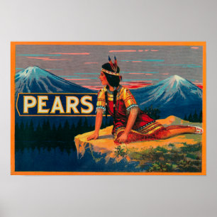 Pear Stock Crate Label Poster