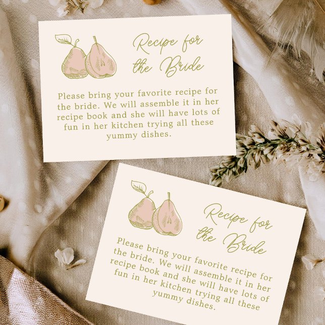 Pear Themed Recipe for the Bride Bridal Shower Enclosure Card (Creator Uploaded)
