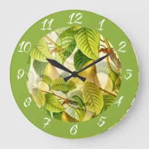 Pear Tree Branches & Pears Pattern  Large Clock
