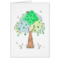 Pear Tree Carving Add Your Initials Greeting Card