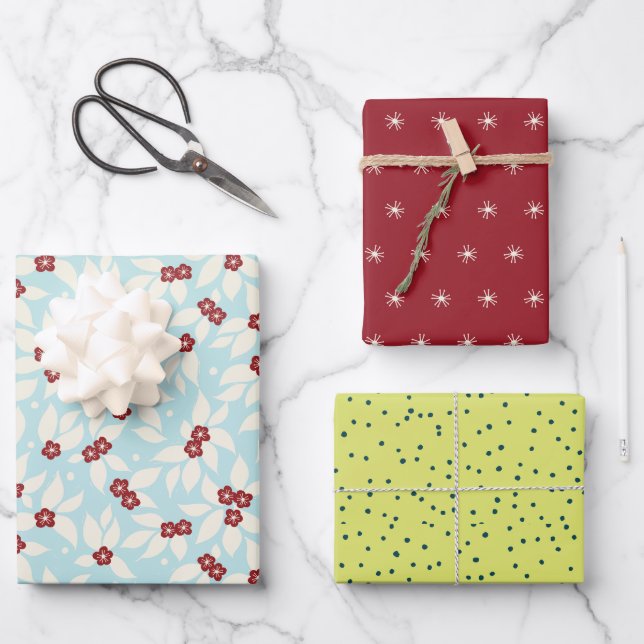 Pear Tree Holiday Wrapping Paper Sheet (Front)