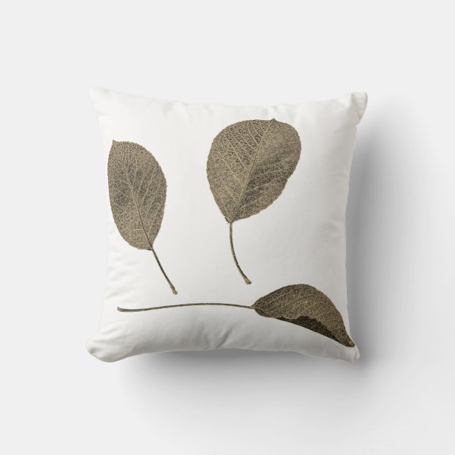 Pear Tree Sepia Leaf Texture Cushion Throw Pillow (Front)
