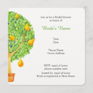 Pear Tree Square Bridal Shower Invitation
