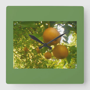 Pear Tree Square Wall Clock