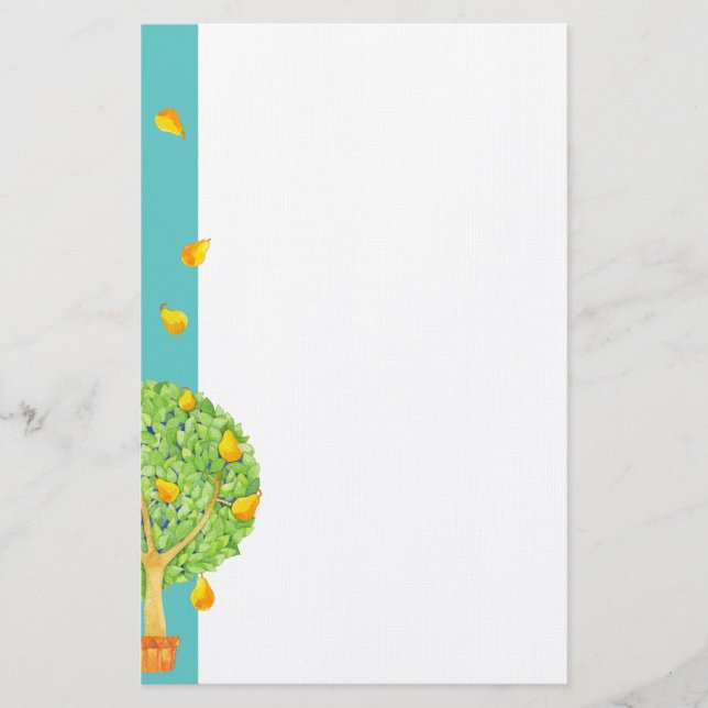 Pear Tree teal Stationery (Front)