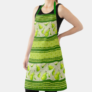 Pear Watercolor Stripes and Circles Apron