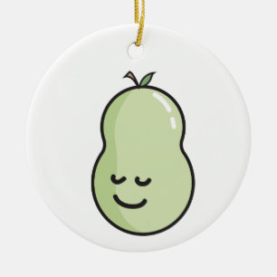 Pear with a smile ceramic ornament