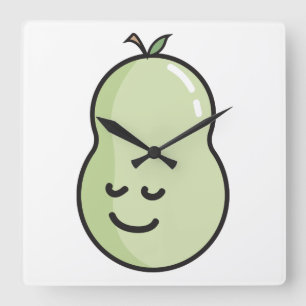 Pear with a smile square wall clock