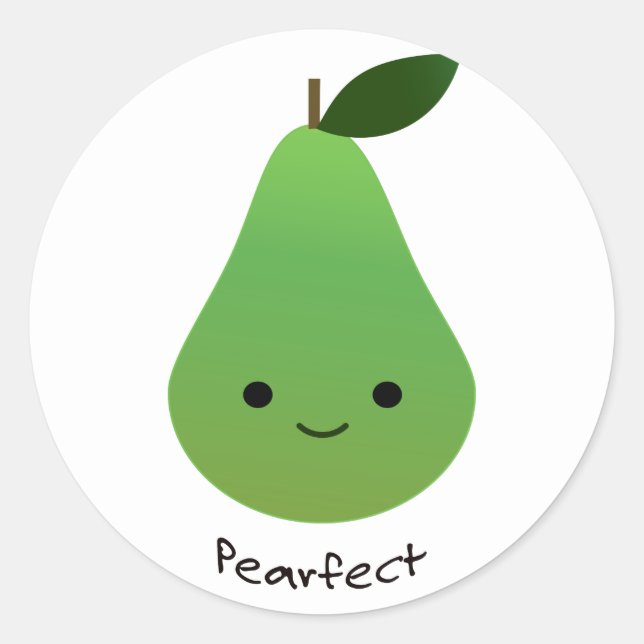 Pearfect Cute Kawaii Pear Classic Round Sticker (Front)
