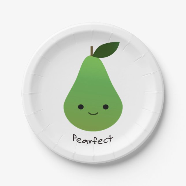 Pearfect Cute Kawaii Pear Paper Plate (Front)