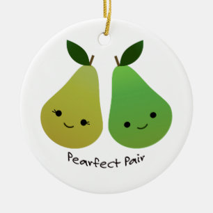 Pearfect Pear Kawaii Pears Ceramic Ornament