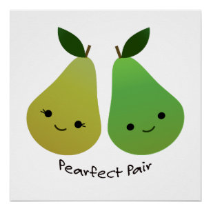 Pearfect Pear Kawaii Pears Poster