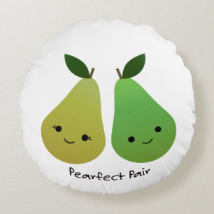 Pearfect Pear Kawaii Pears Round Cushion