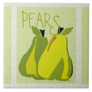 PEARfect Pear (texture/mint) Ceramic Tile