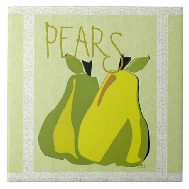 PEARfect Pear (texture/mint) Ceramic Tile (Front)