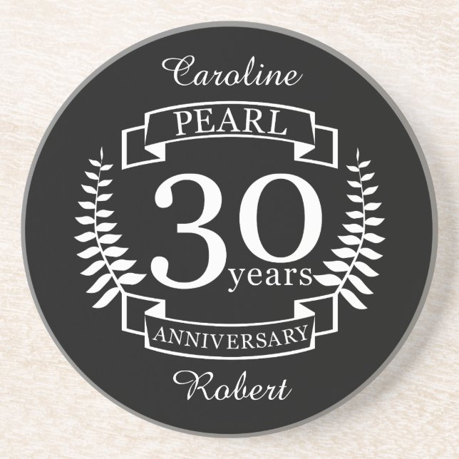 Pearl 30th wedding anniversary 30 years coaster (Front)