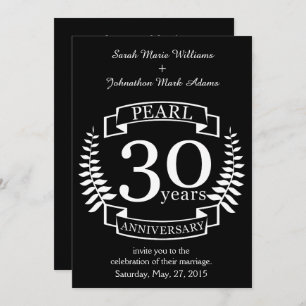 Pearl 30th wedding anniversary 30 years invitation
