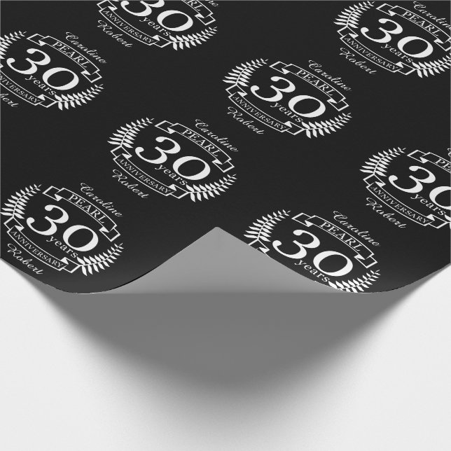 Pearl 30th wedding anniversary 30 years wrapping paper (Corner)