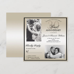 Pearl 30th Wedding Anniversary Double Photo Invitation
