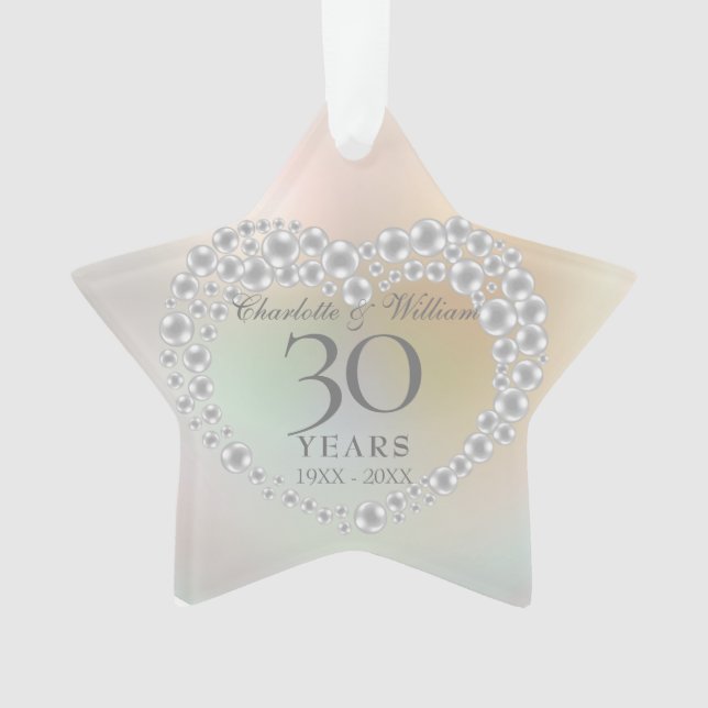 Pearl 30th Wedding Anniversary Ornament (Front)