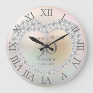 Pearl 30th Wedding Anniversary Traditional Numbers Large Clock