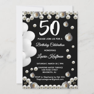 Pearl 50th Birthday Party Celebration Invitation