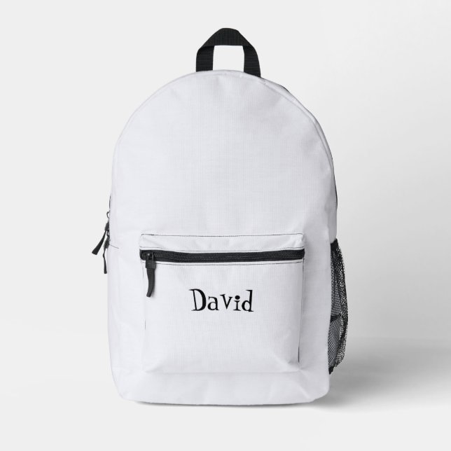 Pearl and Black Personalised Name  Printed Backpack (Front)