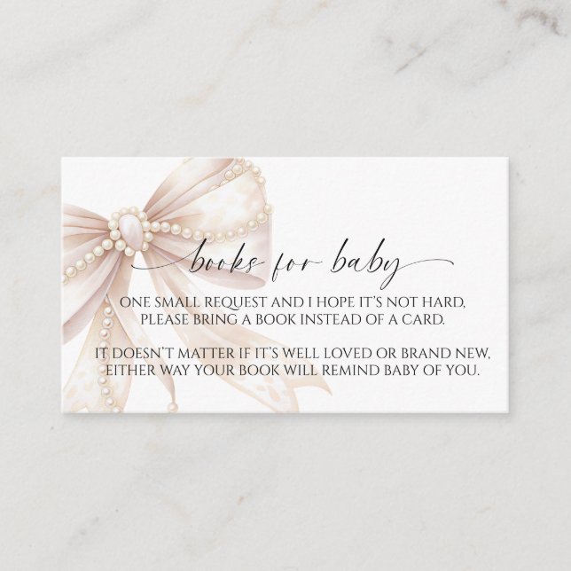 Pearl and Bow Book for Baby Enclosure Card (Front)
