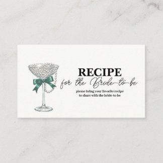 Pearl and Bow Bridal Shower Enclosure Recipe Card