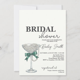 Pearl and Bow Bridal Shower Invitation