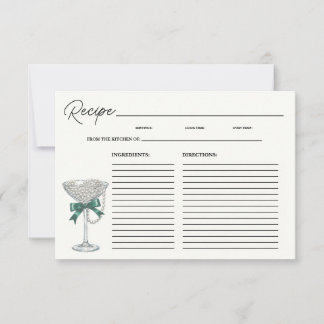 Pearl and Bow Bridal Shower Recipe Card