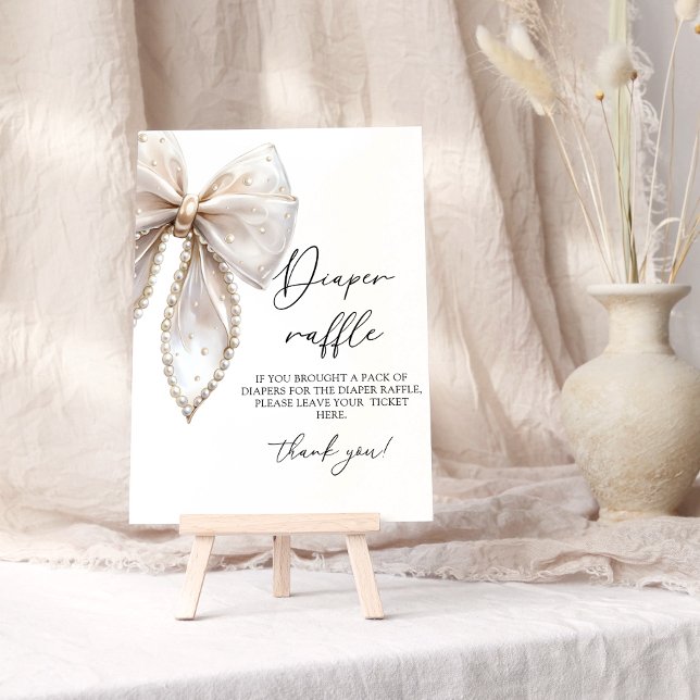 Pearl and Bow Girl Baby Shower Diaper Raffle Poster (Creator Uploaded)