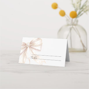Pearl and Bow Wedding Place Card