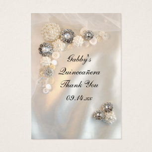 Pearl and Diamond Thank You Quinceañera Favour Tag