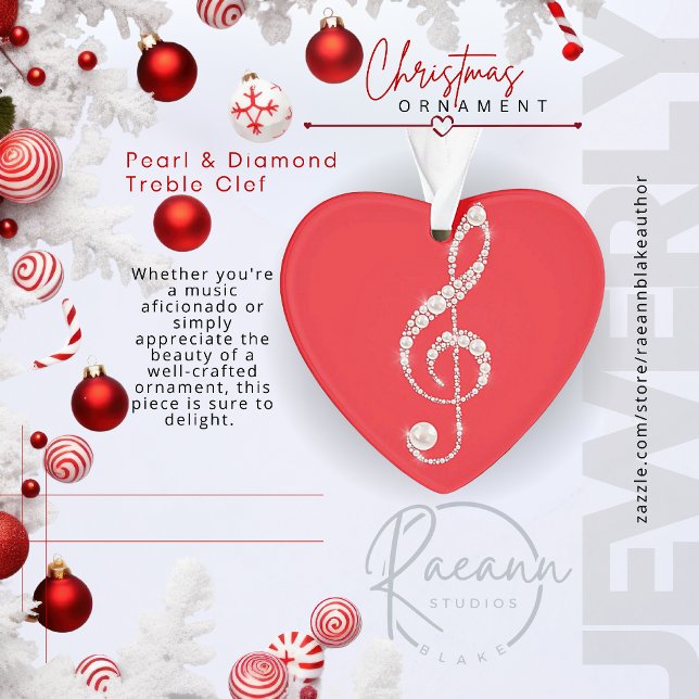  Pearl and Diamond Treble Clef Christmas Ornament (Creator Uploaded)