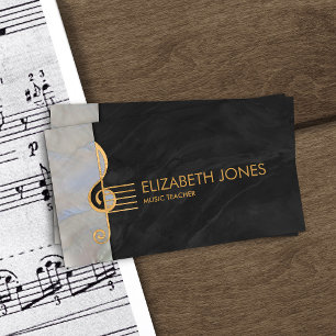 Pearl and gold Treble Clef Ornament Business Card