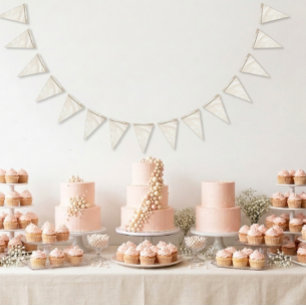 Pearl And Golden Glitter Birthday Bunting
