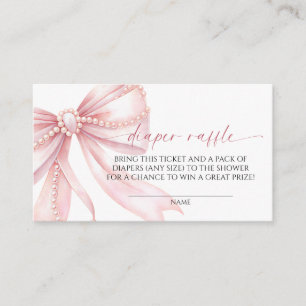 Pearl and Pink Bow Diaper Raffle Enclosure Card