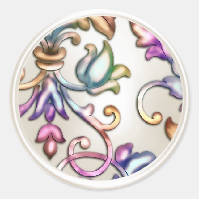 Pearl and Rainbow Damask Envelope Seal (Front)