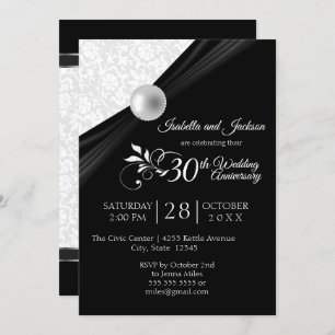 Pearl Anniversary Design - Black and White Invitation