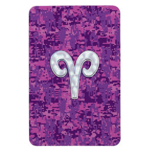 Pearl Aries Zodiac Sign on Pink Digital Camo Decor Magnet