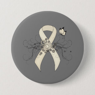Pearl Awareness Ribbon Butterfly 7.5 Cm Round Badge