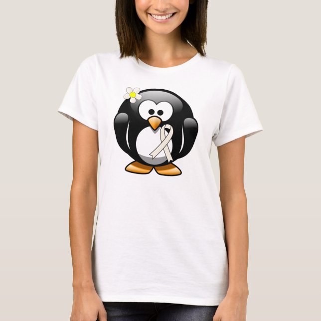 Pearl Awareness Ribbon Penguin T-Shirt (Front)